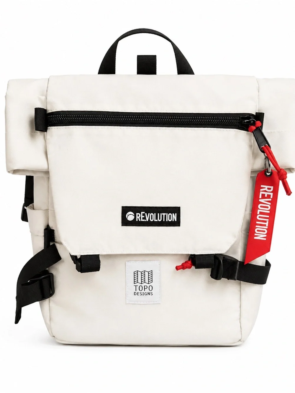 Topo Designs x Revolution Rolltop Backpack White Water-Resistant Laptop Travel D